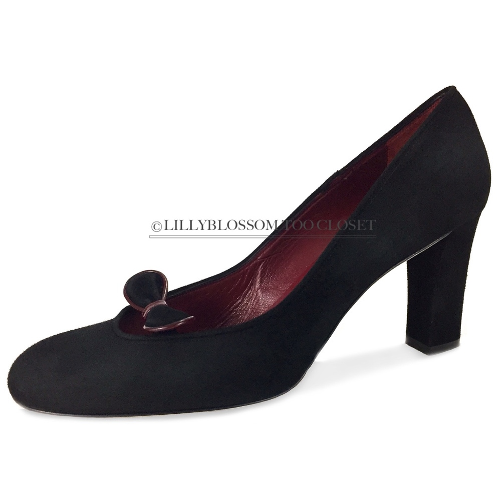 KATE SPADE Italy Suede Bridge Bow Round Toe Pumps